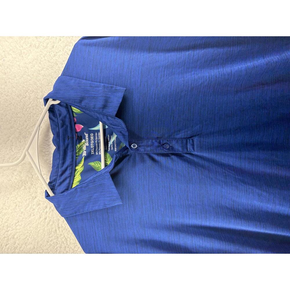 Birdie Bound Golf Polo Shirt Mens 3XL Blue Performance Stretch Short Sleeve